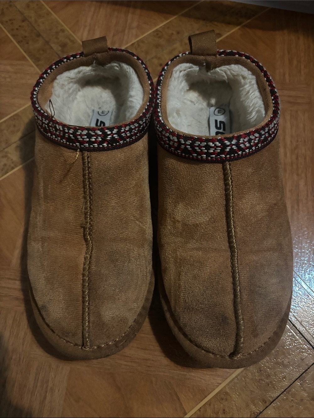 🌈4/$25🌈 Soda Tan Suede-Look Slip-On Slippers with Sherpa Lining